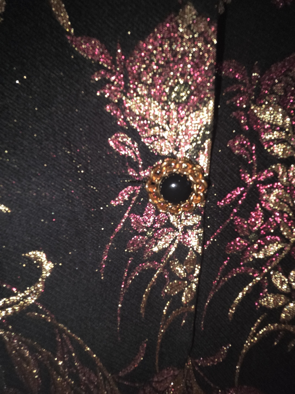 VTG Ellend Black Cropped Floral Tapestry Brocade  Gold/Rose Embroidery Jacket, M - Picture 8 of 9